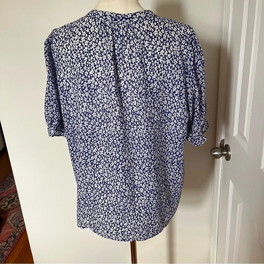 jcrew blouse tiny blue floral size l - Picture 8 of 8
